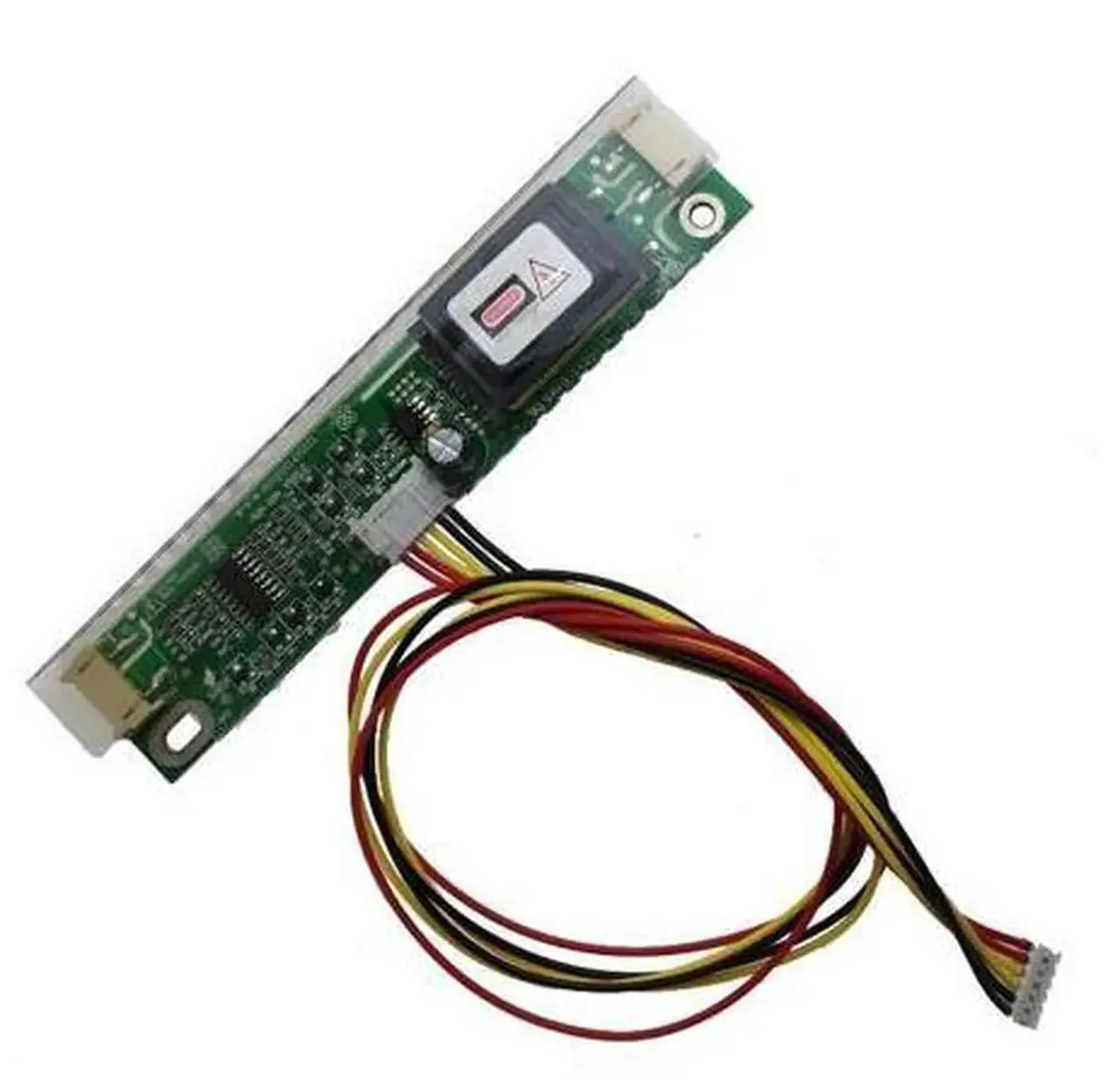 Narrow green PCB with components for dual CCFL inverter board