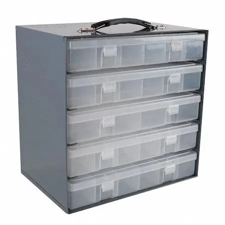 Durham Durham 291-95 Rack Large Plastic Compartment Box Gray Steel 13 5/16 in — product photo