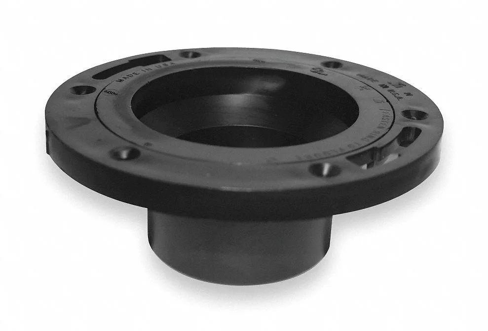 White ABS adjustable closet flange with plastic ring spigot connection