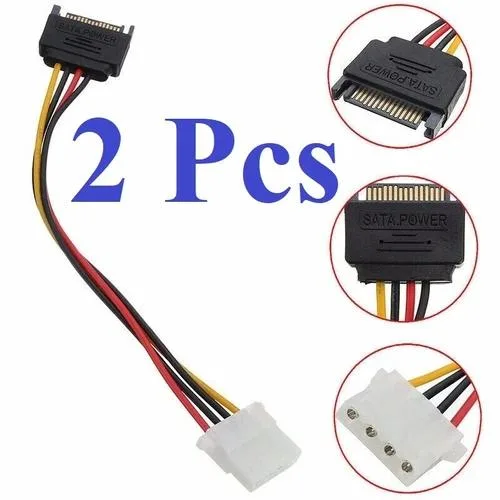 NShi NShi 2 x Molex 4-pin to SATA 15-pin Power Adapter Cable 20cm — product photo