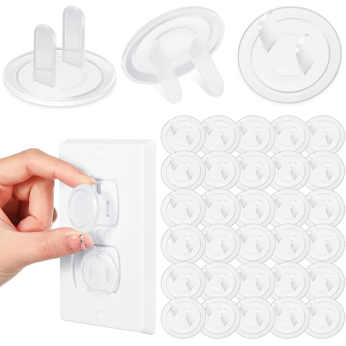 White rectangular outlet covers double pack 200 pieces 1.18 inch size