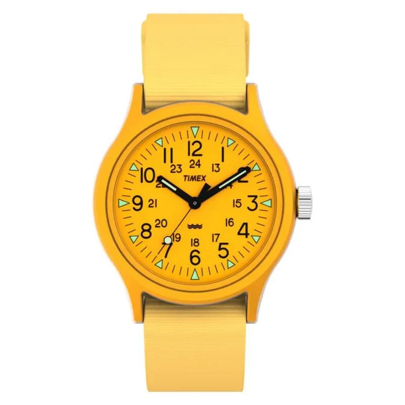Timex MK1 36mm yellow resin case yellow dial yellow fabric strap