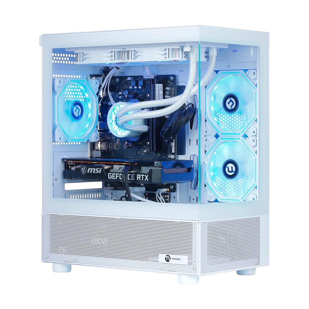 NINGMEI NINGMEI Lumishore Gaming PC Ryzen 7 5700X RTX 5060 32GB DDR4 1TB White — product photo