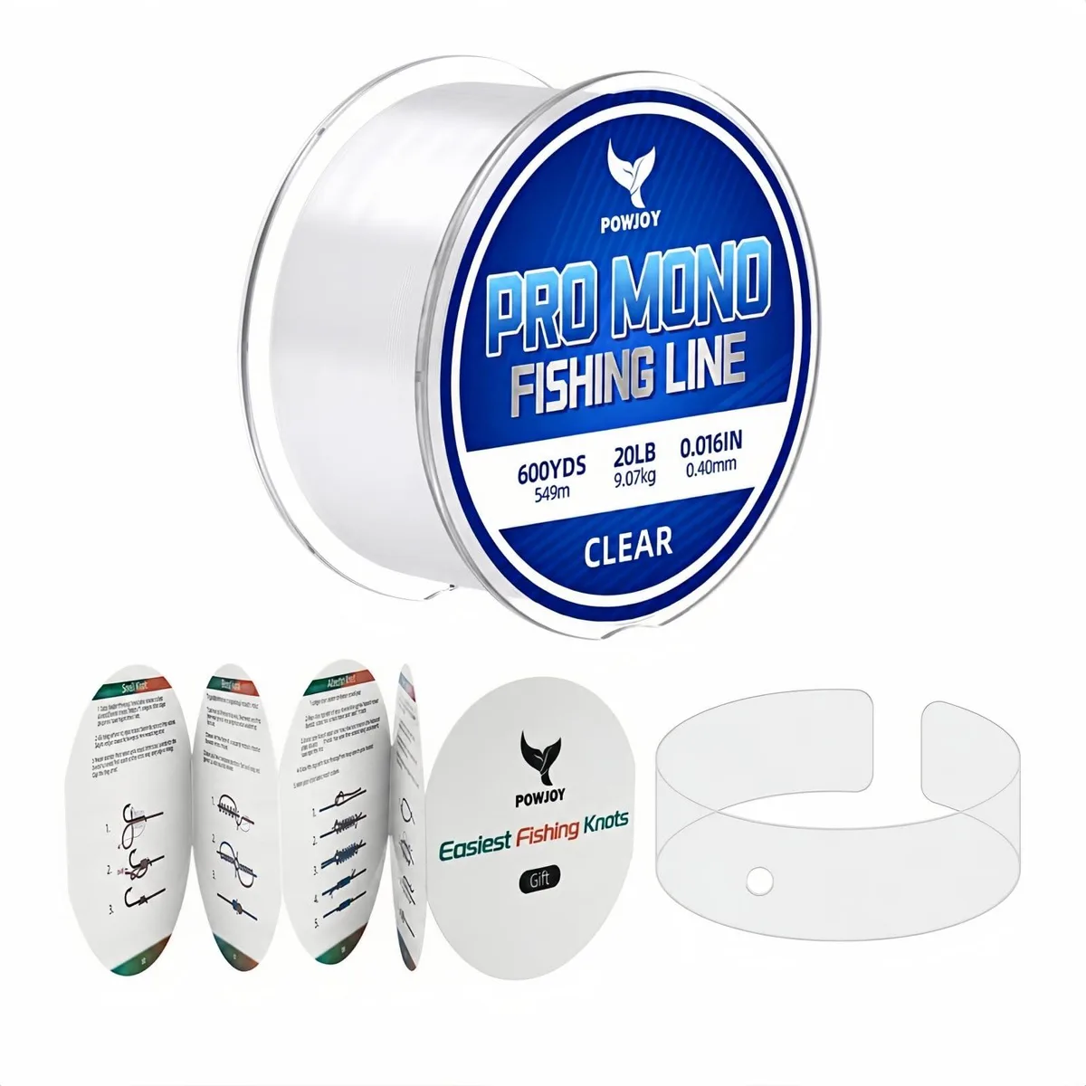 POWJOY 20LB-600Yards-Clear Monofilament Fishing Terminal .4mm 20lb 600yds — product photo