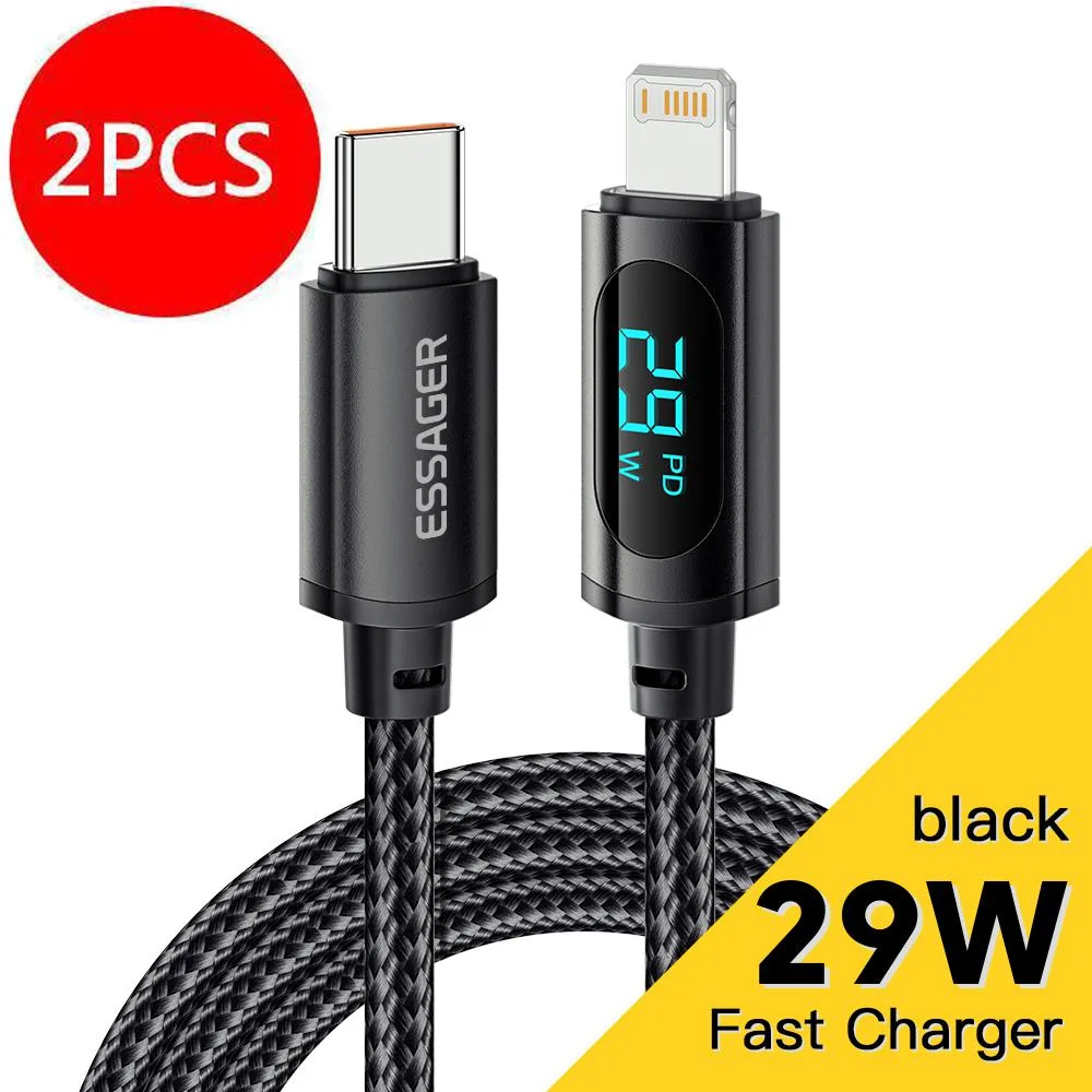 LUOM LUOM Essager XRI USB-C to Lightning Cable 29W 3.3ft 2-Pack Black — product photo