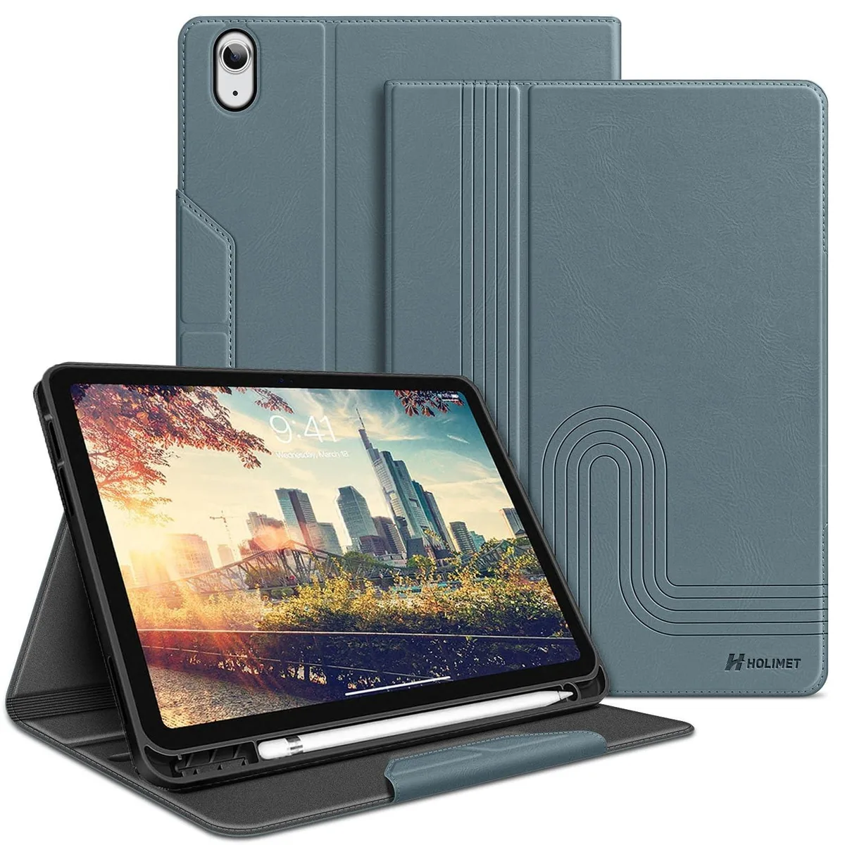 Bipra Bipra iPad 11th/10th Gen Case Vegan Leather Blue 2 in 1 accessory — product photo