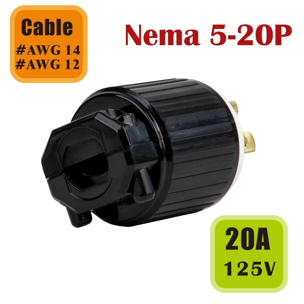 TeKit TeKit NEMA 5-20P Male Plug 20A 125V 60Hz gender changer — product photo