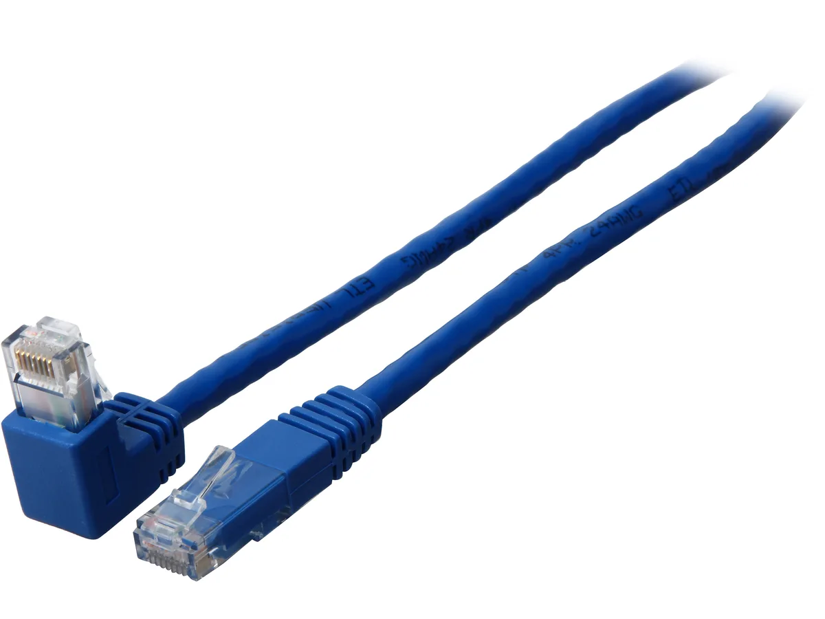 Tripp Lite Tripp Lite N204-010-BL-DN 10 ft Cat6 Right Angle Down to Straight network ethernet cable — product photo