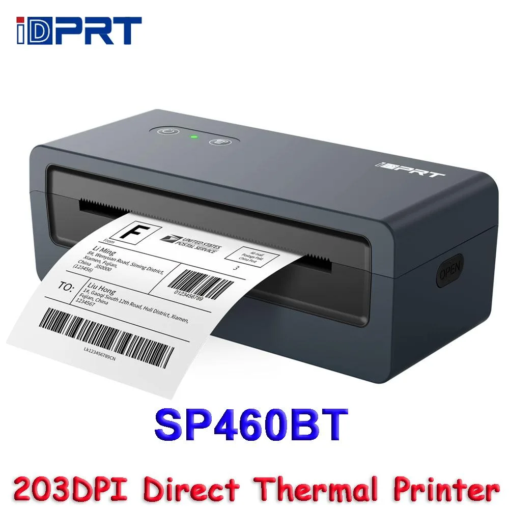 Compact white direct thermal barcode label printer with Bluetooth