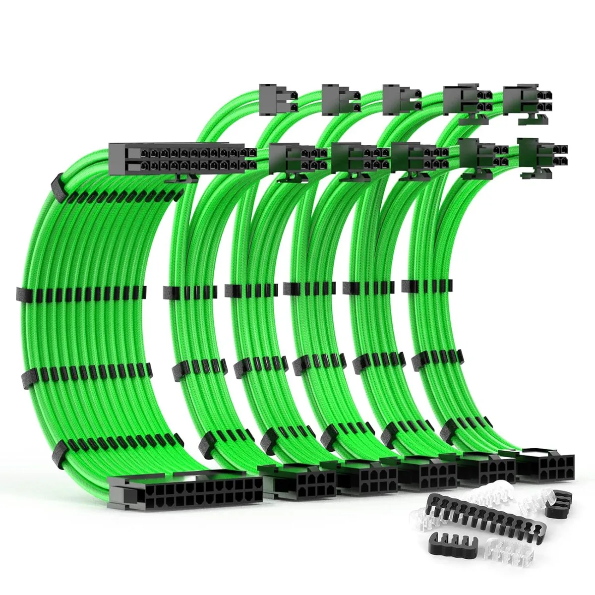 BUCIER BUCIER PSU Cable Extension Kit 30cm 1x24Pin 2x8Pin EPS 3x8Pin PCIe Green — product photo