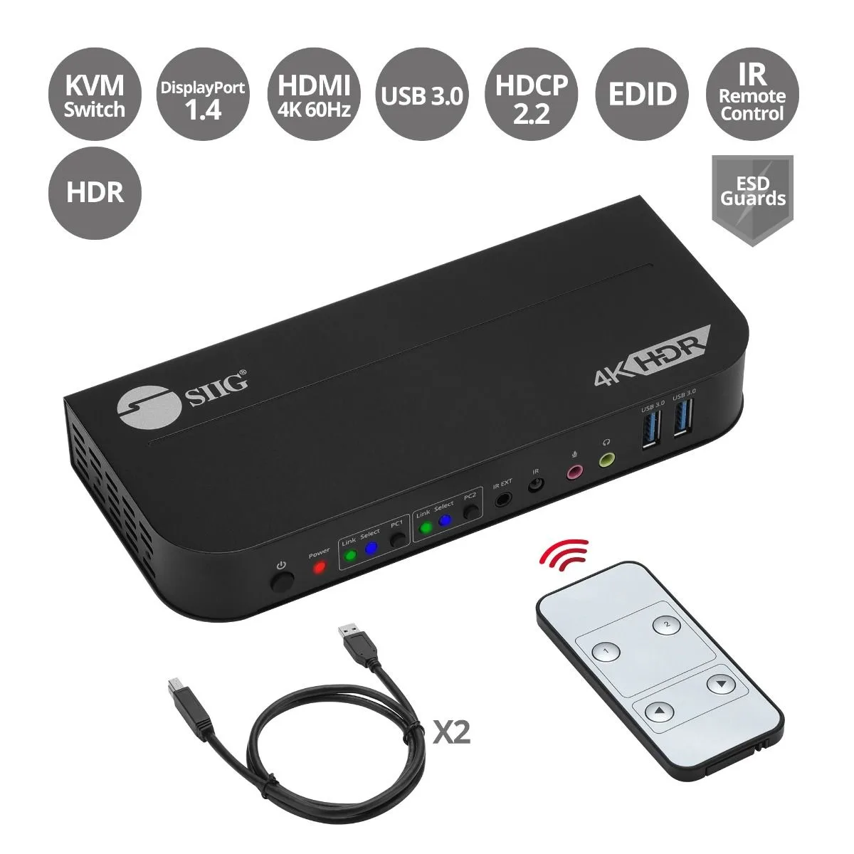 SIIG, Inc SIIG, Inc CE-KV0C11-S1 2x1 DisplayPort 4K KVM Switch — product photo