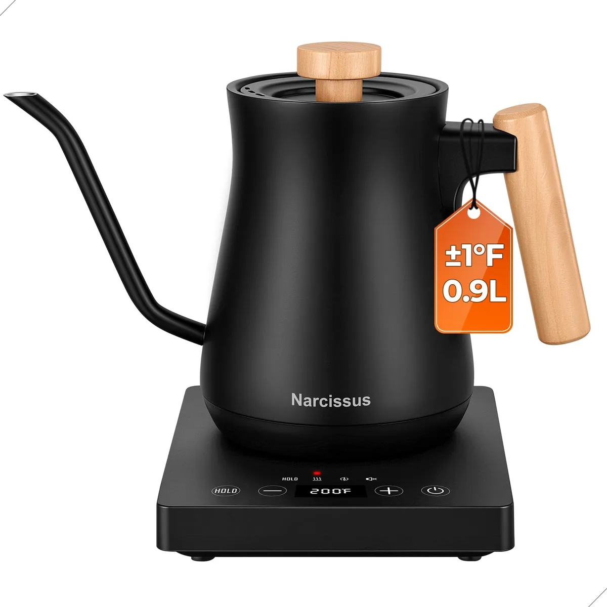  Narcissus P901 Gooseneck Electric Kettle 0.9 L 1200 W Black — product photo