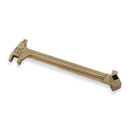 A 15-inch offset drum bung wrench with a natural metal finish and ergonomic handle