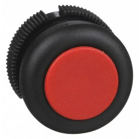 Red 22 mm flush push button with plastic boot and bezel