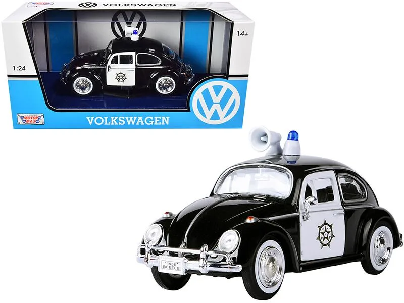 MOTORMAX MOTORMAX 1966 Volkswagen Beetle Police Car Black White 1/24 Diecast 79578 — product photo