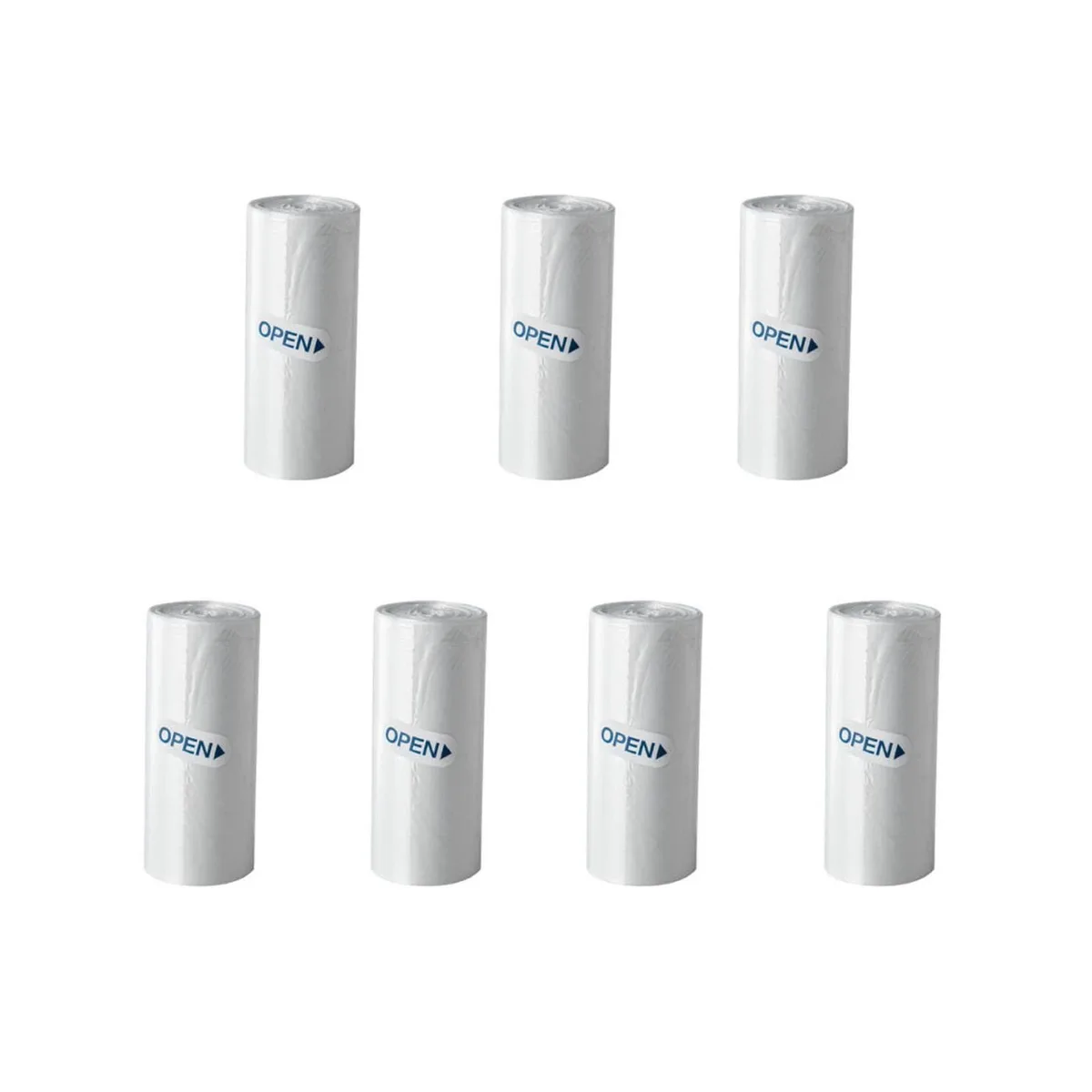 White mini trash bags on a roll, 105 count, 0.5 gallon capacity