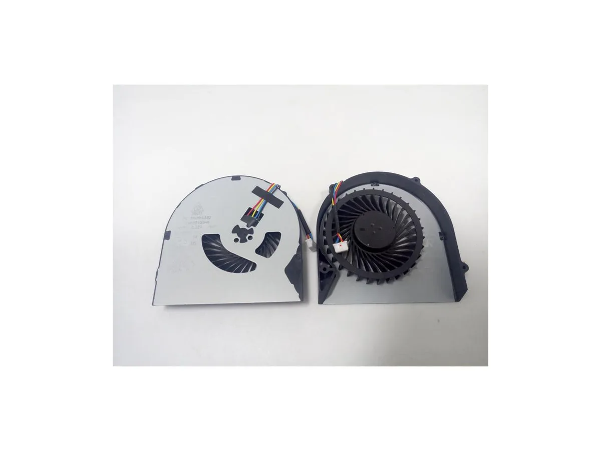 Small black plastic notebook CPU cooling fan with wire grille and cable connector