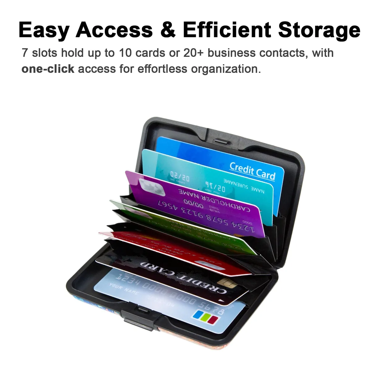 Kaabao Aluminum RFID Card Holder Black 7 slots 10 cards 4.2 x 2.83 x .7 in .17 lbs — product photo