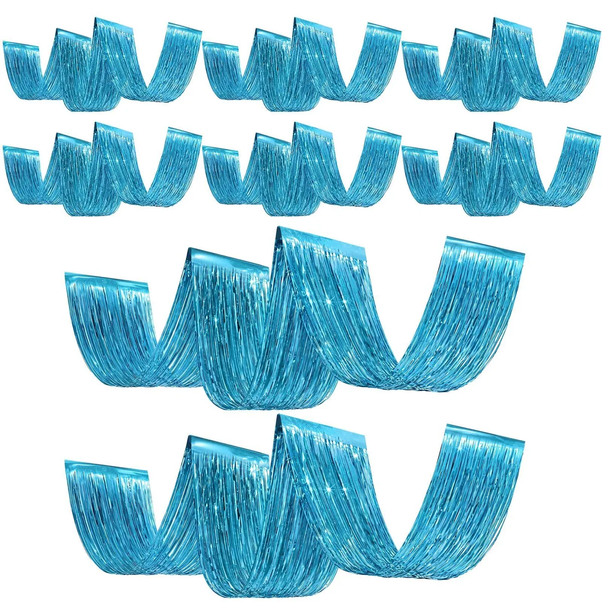 DNBeffulgent DNBeffulgent 8 Pcs Light Blue Foil Fringe Curtains 15 ft — product photo