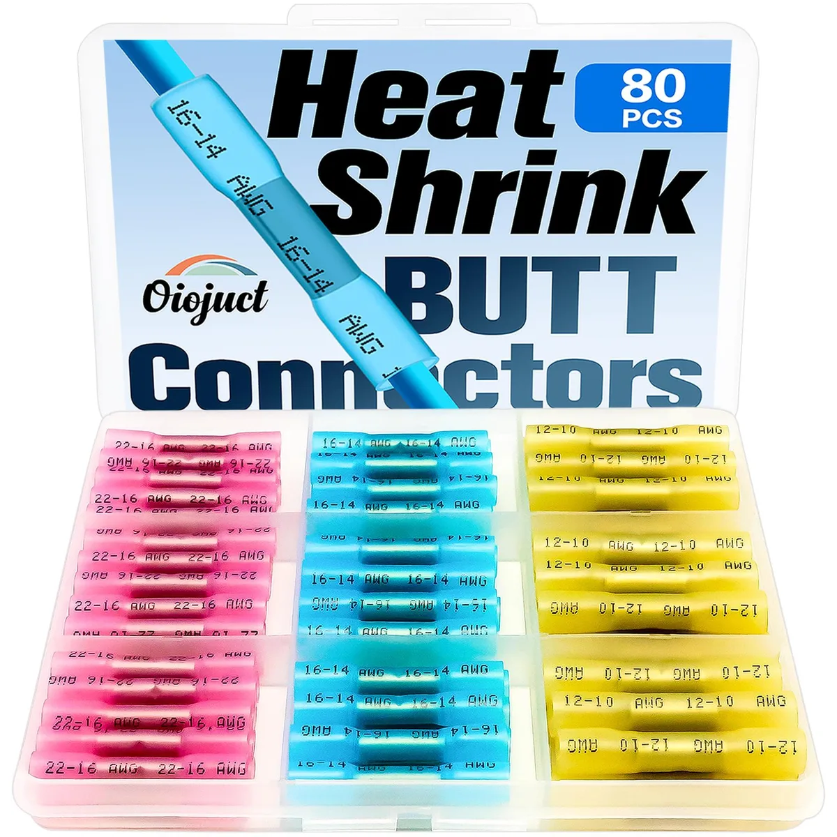 Heat shrink butt connectors, waterproof, 80 pieces