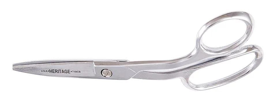 Heritage GP718CB curved handle blunt tip shear, chrome over nickel plated steel, 8-7/8 inch