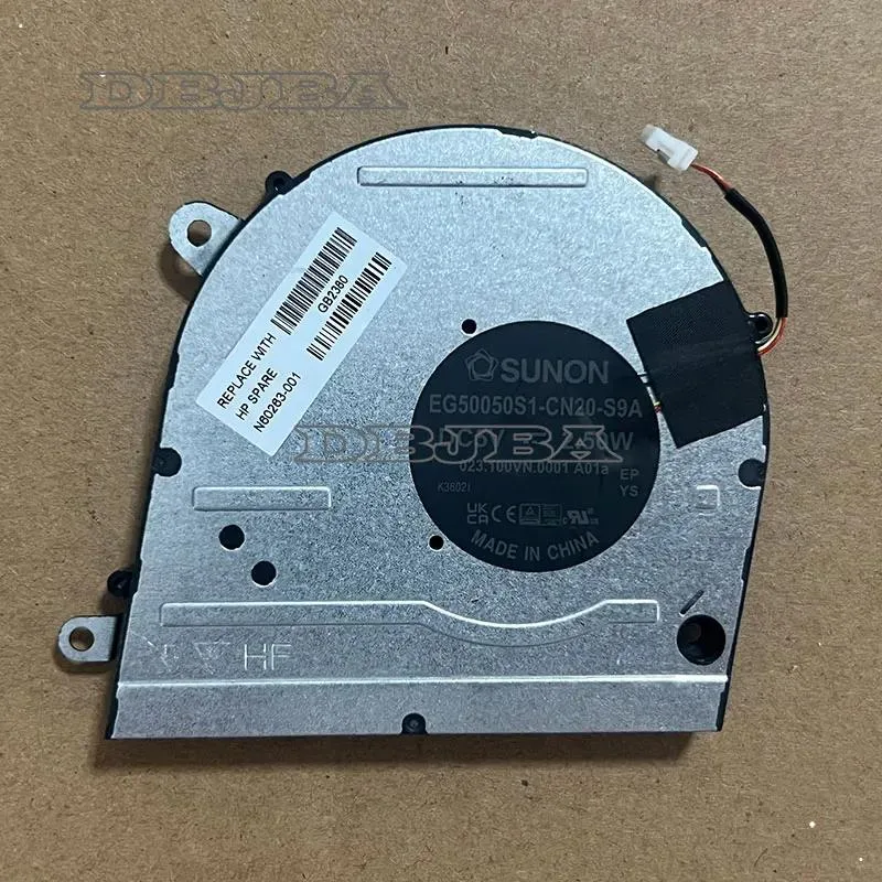 Small black rectangular laptop GPU cooling fan with cable connector