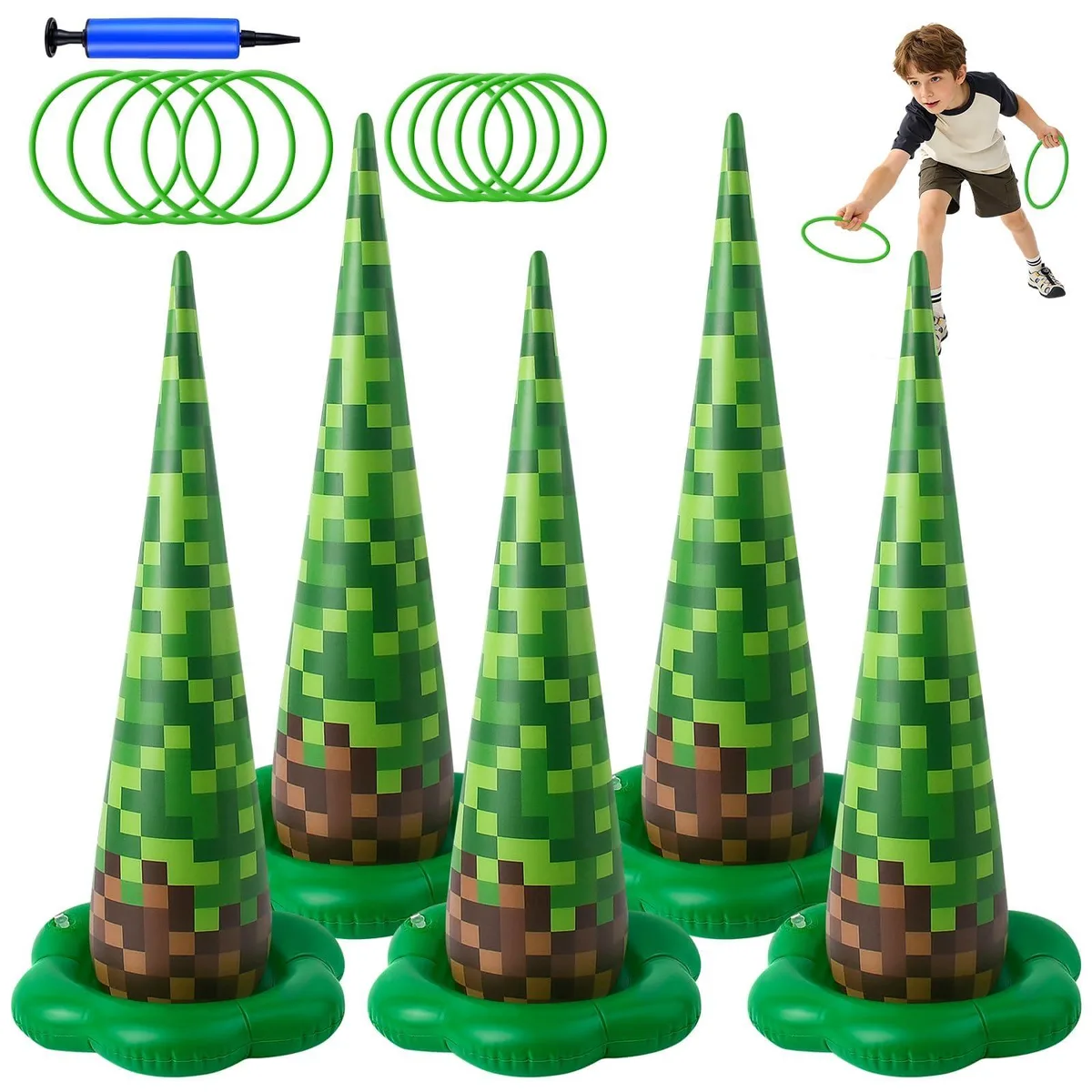  Worry Free Gadgets Pixel Ring Toss Game 5 Cones 25" 10 Rings 7.3 — product photo