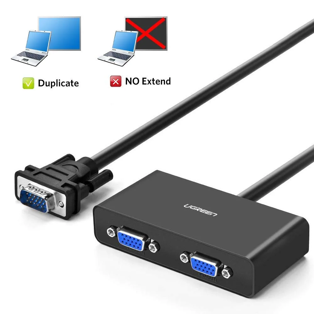 TeKit TeKit VGA Splitter 1 in 2 Out 1080P 60Hz 1M Cable Mirror Only — product photo