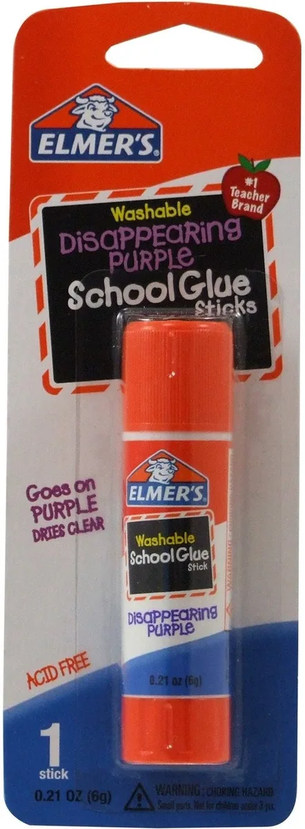 Small purple glue stick in a plastic twist-up tube