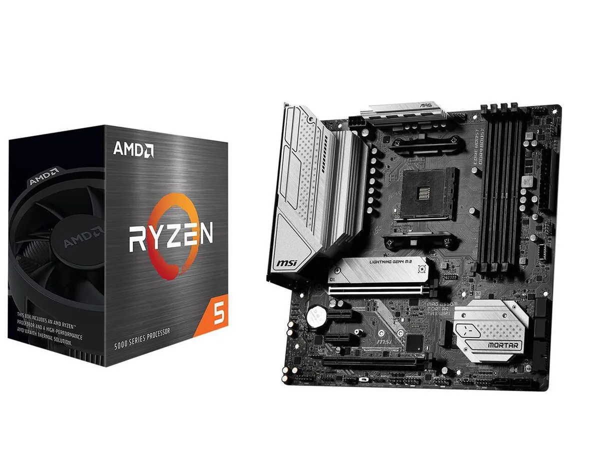 MSI MSI MAG B550M MORTAR MAX WIFI AMD motherboard CPU combo — product photo
