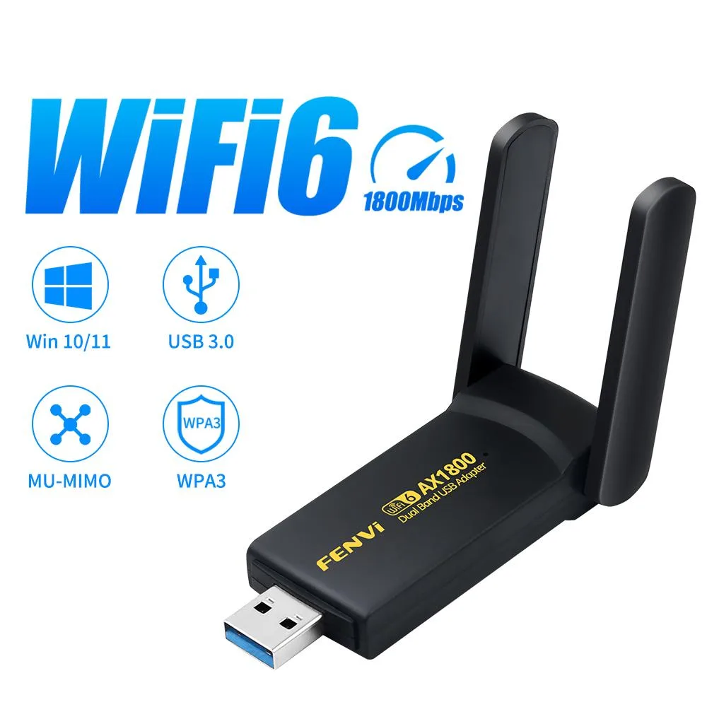 fenvi fenvi AX1800 Wi-Fi 6 USB 3.0 Adapter 2.4/5 GHz 574/1201 Mbps 2×2 dBi Antenna — product photo