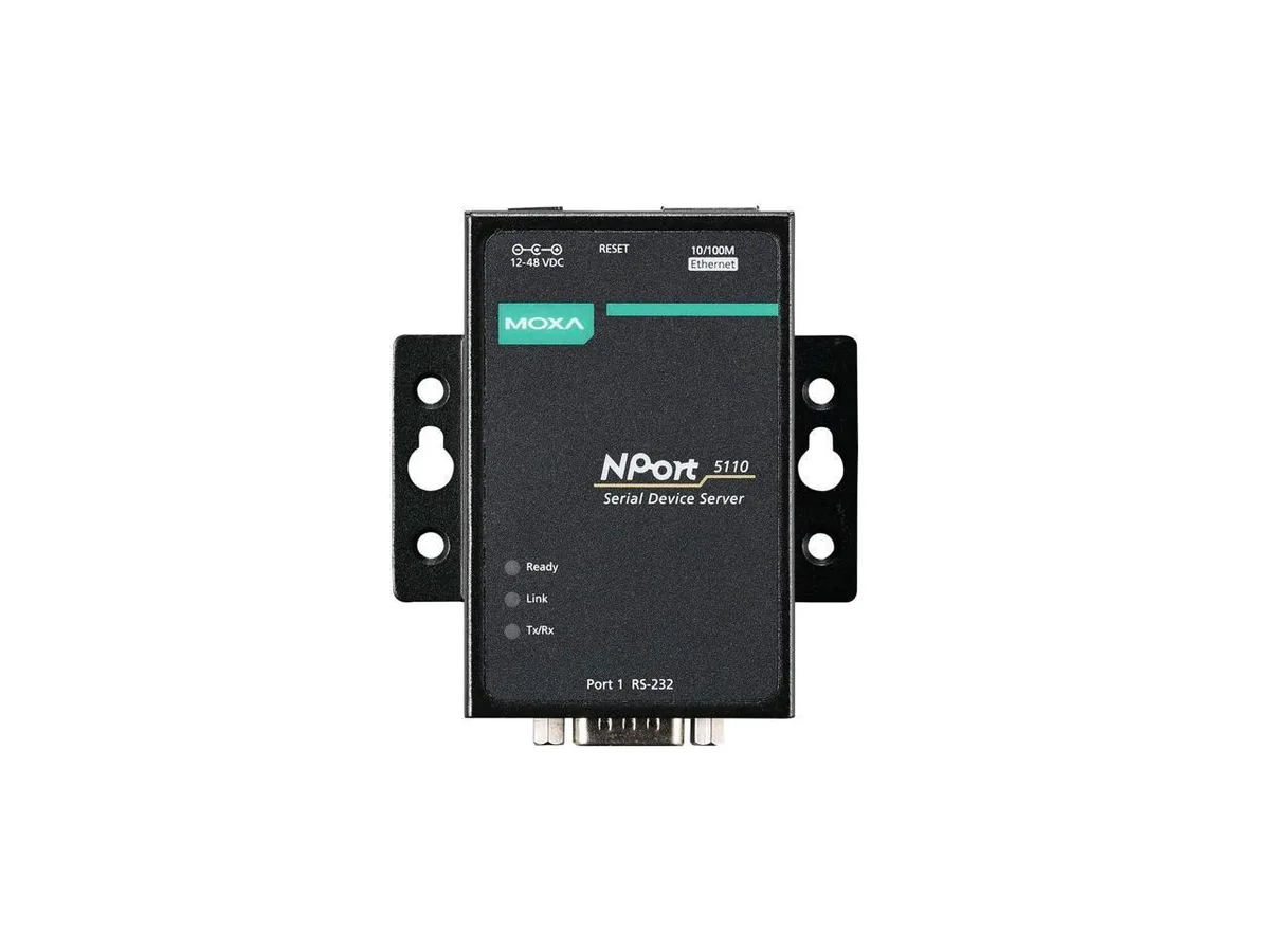 Moxa Moxa NPort 5110 1-port RS-232 device server DB9 male 10/100 Ethernet — product photo