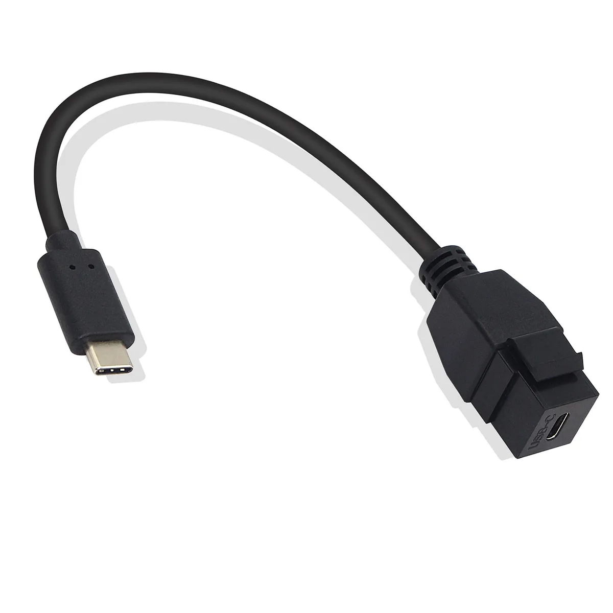 BUCIER BUCIER USB-C Keystone Jack Adapter Male to Female Panel Mount Pigtail 0.2m 10Gbps Black — product photo