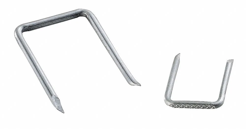 Box of 100 steel cable staples, plain gray finish