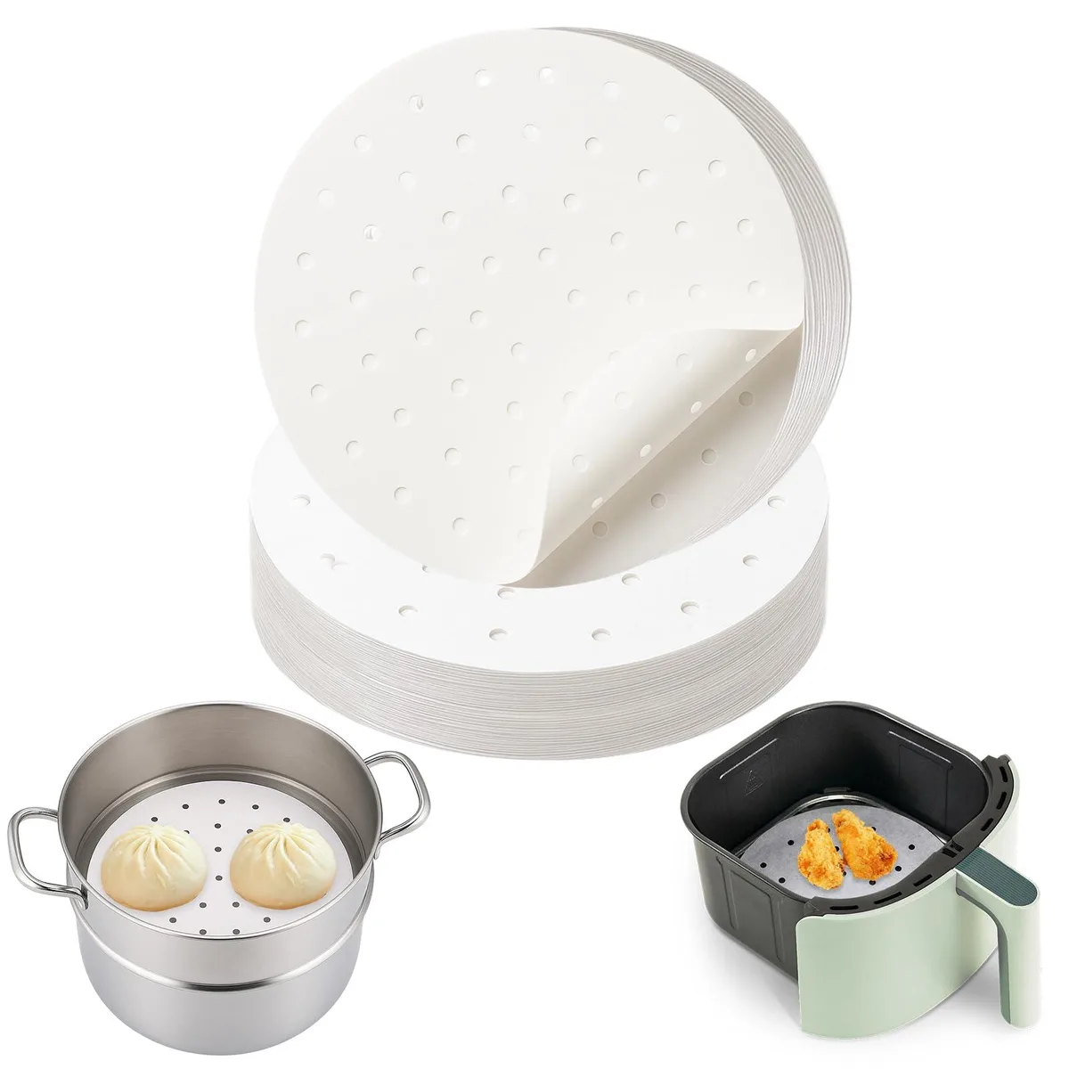 Amzlysdok Non-Stick Steamer Paper Liners 10" 300PCS — product photo