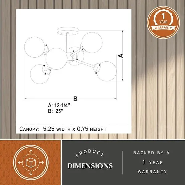 Vaxcel Vaxcel Orbit C0132 25-in Nickel Semi Flush Mount — product photo