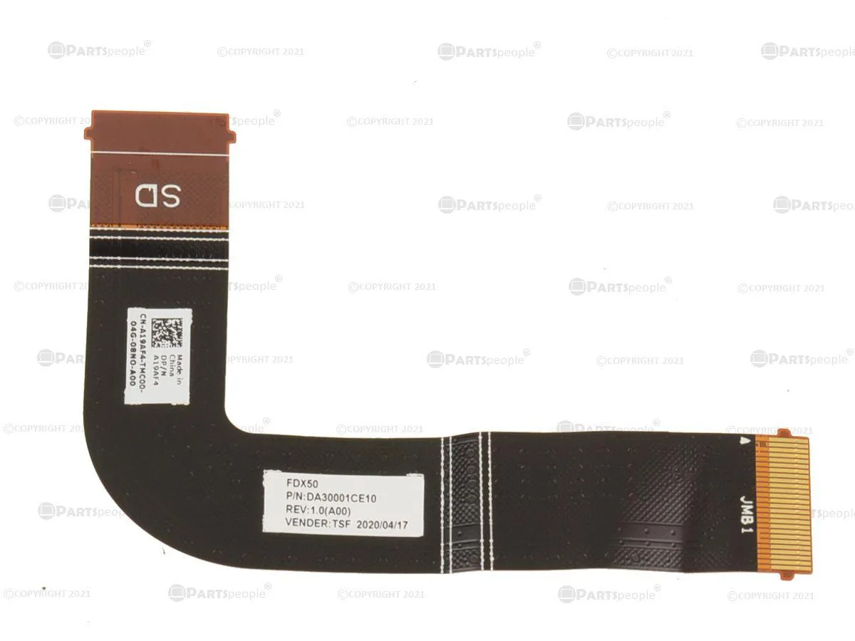 Thin orange ribbon cable with multiple connectors for Dell Precision 7550 SD card reader