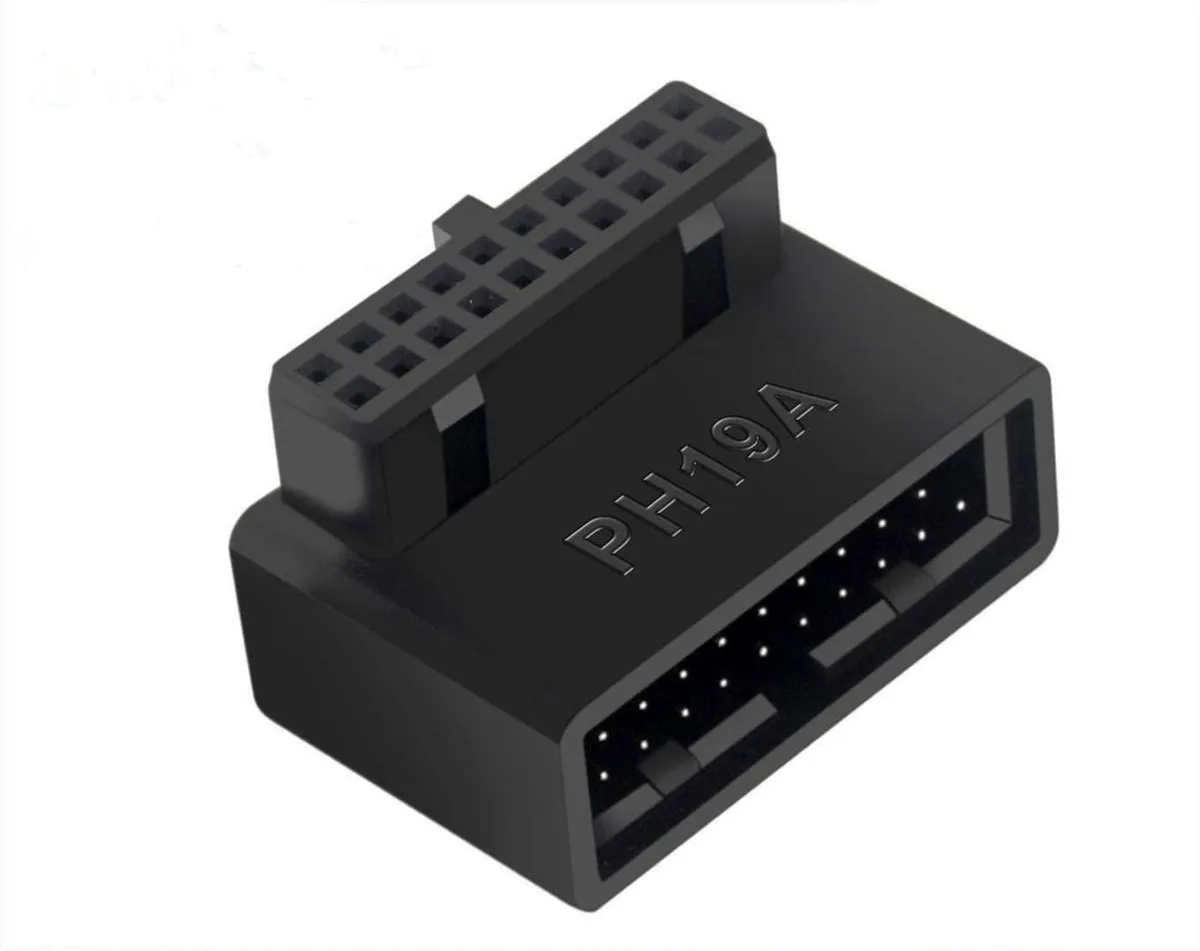 BUCIER BUCIER USB 3.0 90 Degree Adapter 19/20 Pin Male to Female Up Angle PH19A — product photo