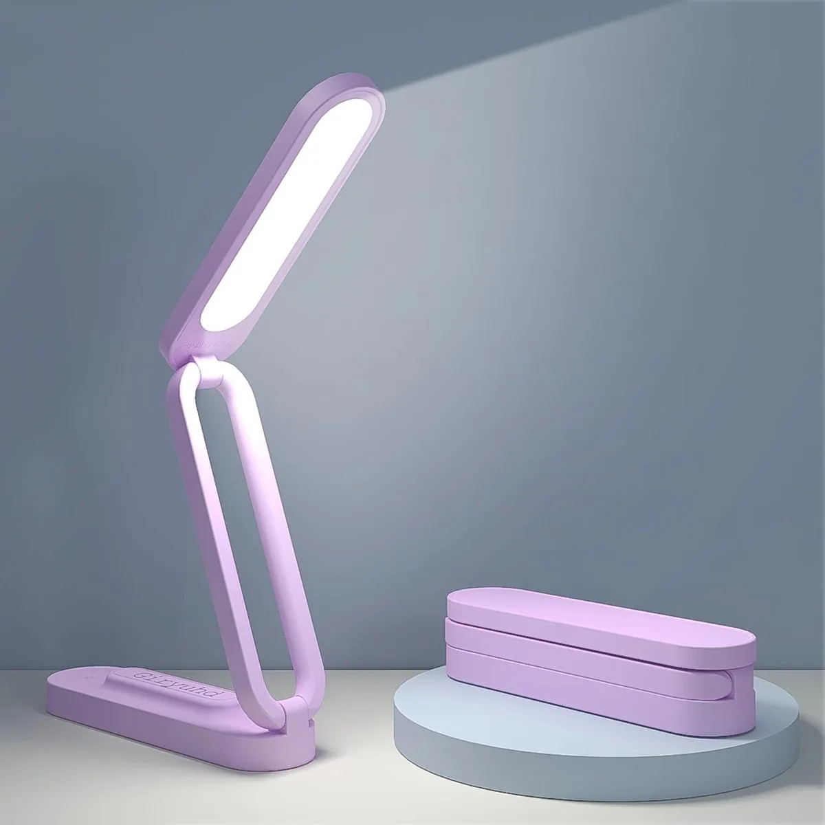 Compact foldable LED desk lamp with matte finish and touch control