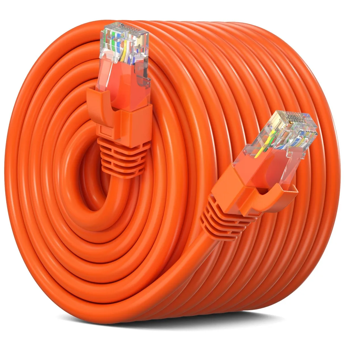 maximm maximm Outdoor Ethernet Cable 300ft CAT6 10 Gbps 550 MHz Orange 2 in 1 accessory — product photo