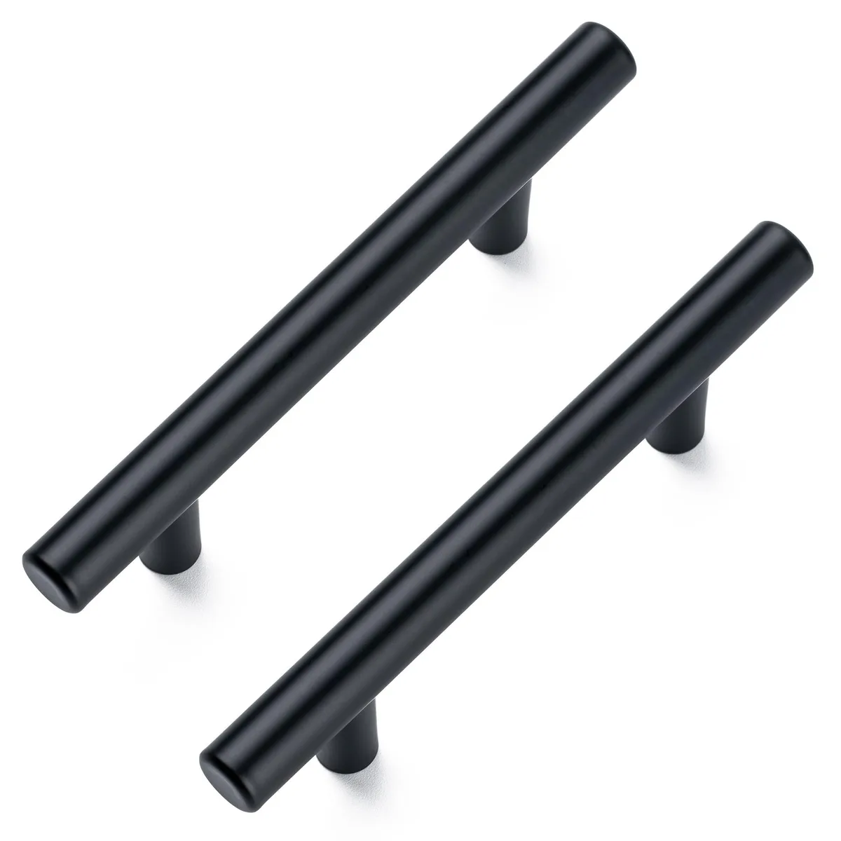 Ten matte-black stainless steel cabinet pulls with rounded arc form factor