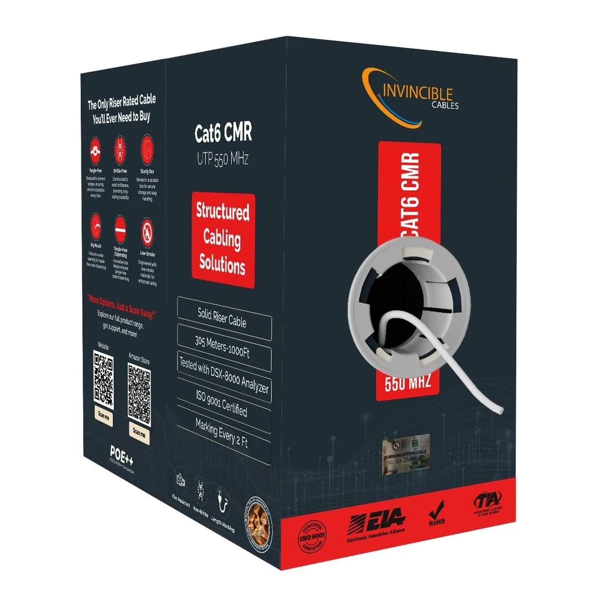 Barrow Mods Barrow Mods 2 in 1 accessory Cat6 CMR 1000ft 23AWG 550MHz — product photo