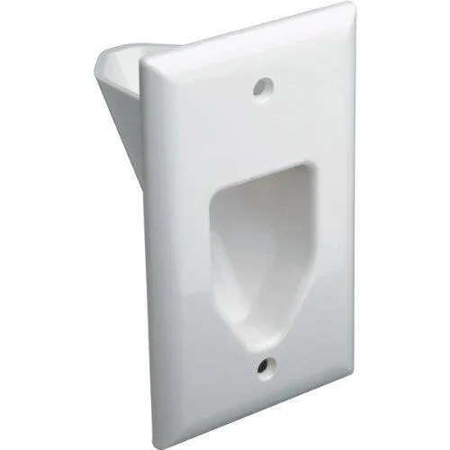 DataComm Electronics, Inc. DataComm Electronics 45-0001-WH 1-gang recessed low voltage cable plate white pack of 10 — product photo