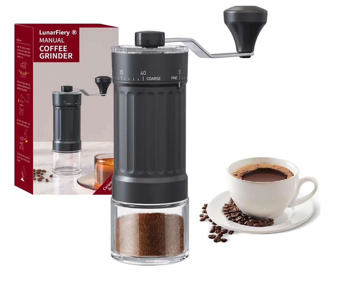  LunarFiery Manual Coffee Grinder Black 40 Settings 320g — product photo