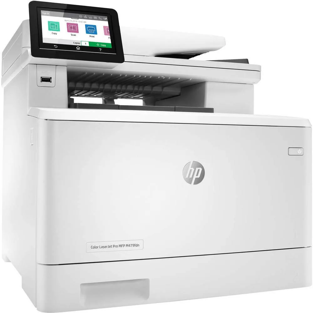 HPE HPE Color LaserJet Pro M479FDN laser printer with toner bundle — product photo