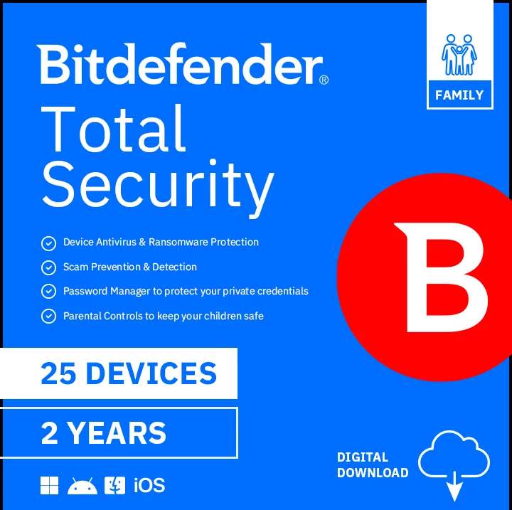 BitDefender BitDefender TS24ZZCSN2425LEN Total Security 25 Devices 2 Years — product photo
