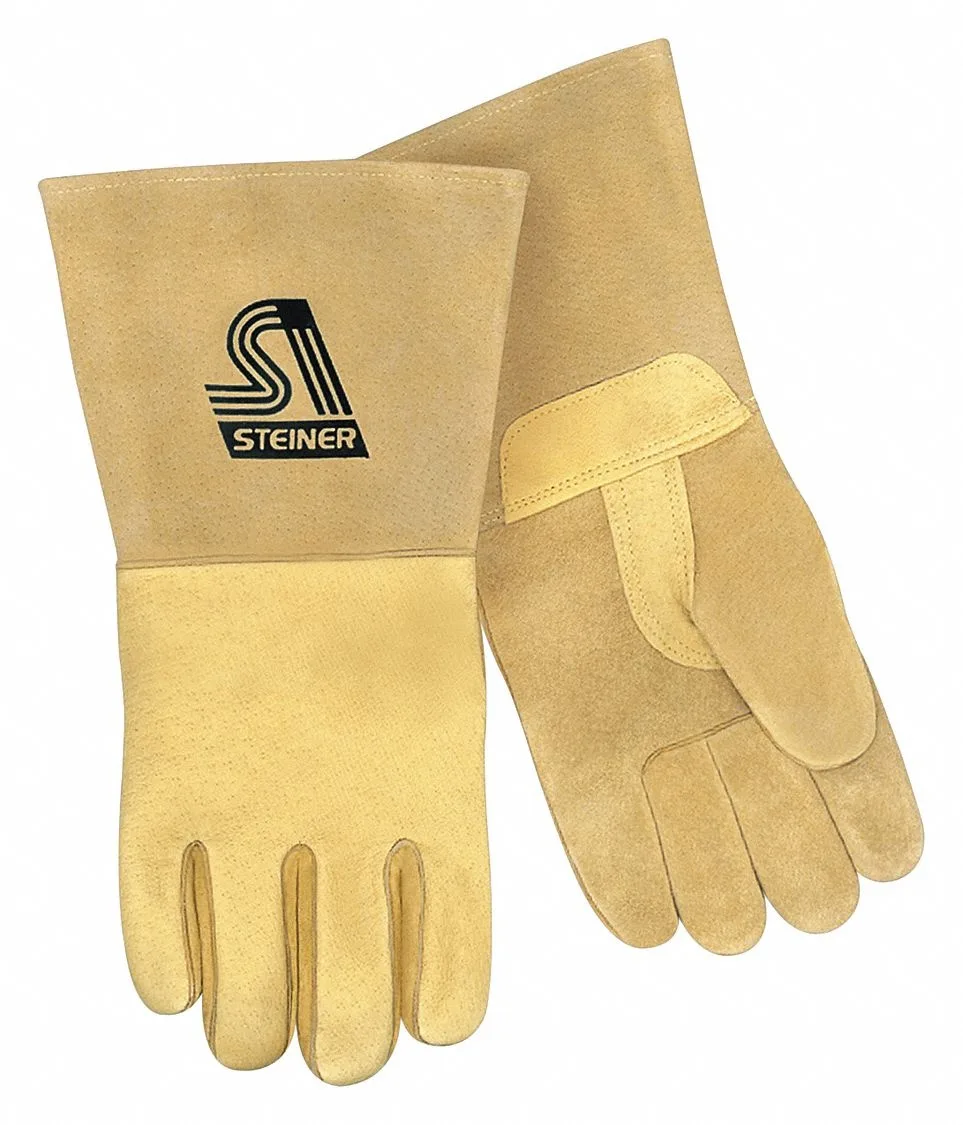 STEINER STEINER P750-L Welding Gloves, Gauntlet Cuff, 14 in, Pigskin, L, 1 Pair — product photo