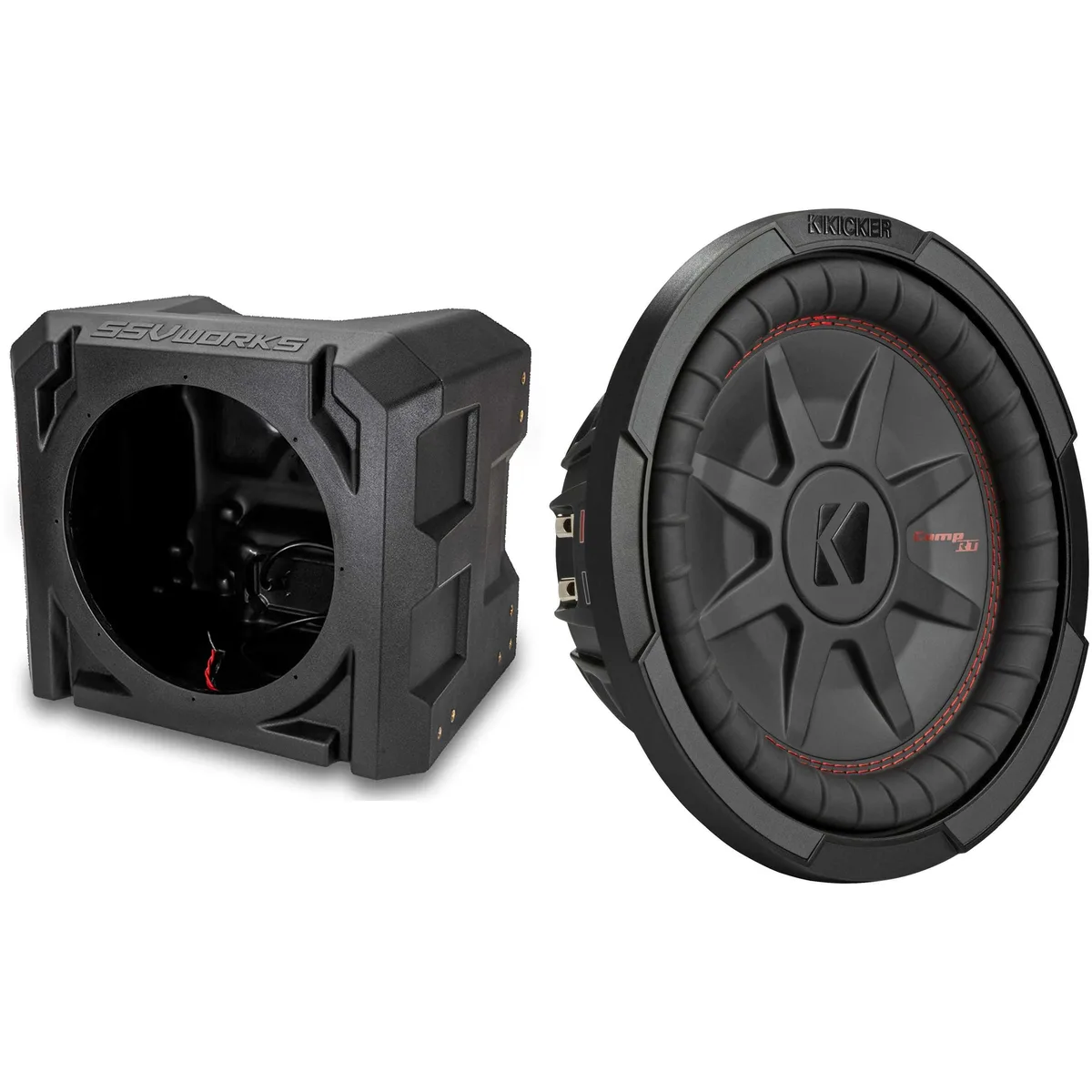 SSV Works SSV Works US-10U 10" subwoofer enclosure bundle with 48CWRT104 4-ohm DVC 400W RMS — product photo