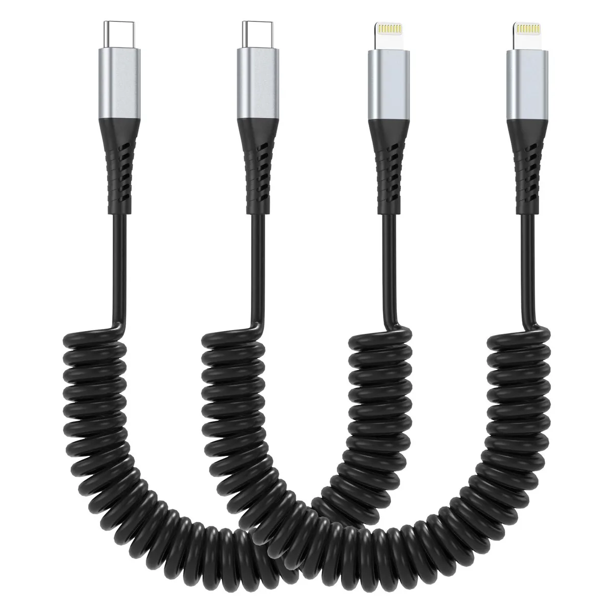  PEAKLIFT 165 USB-C to Lightning Retractable Cable 2 Pack 3ft 3A 480Mbps MFi — product photo