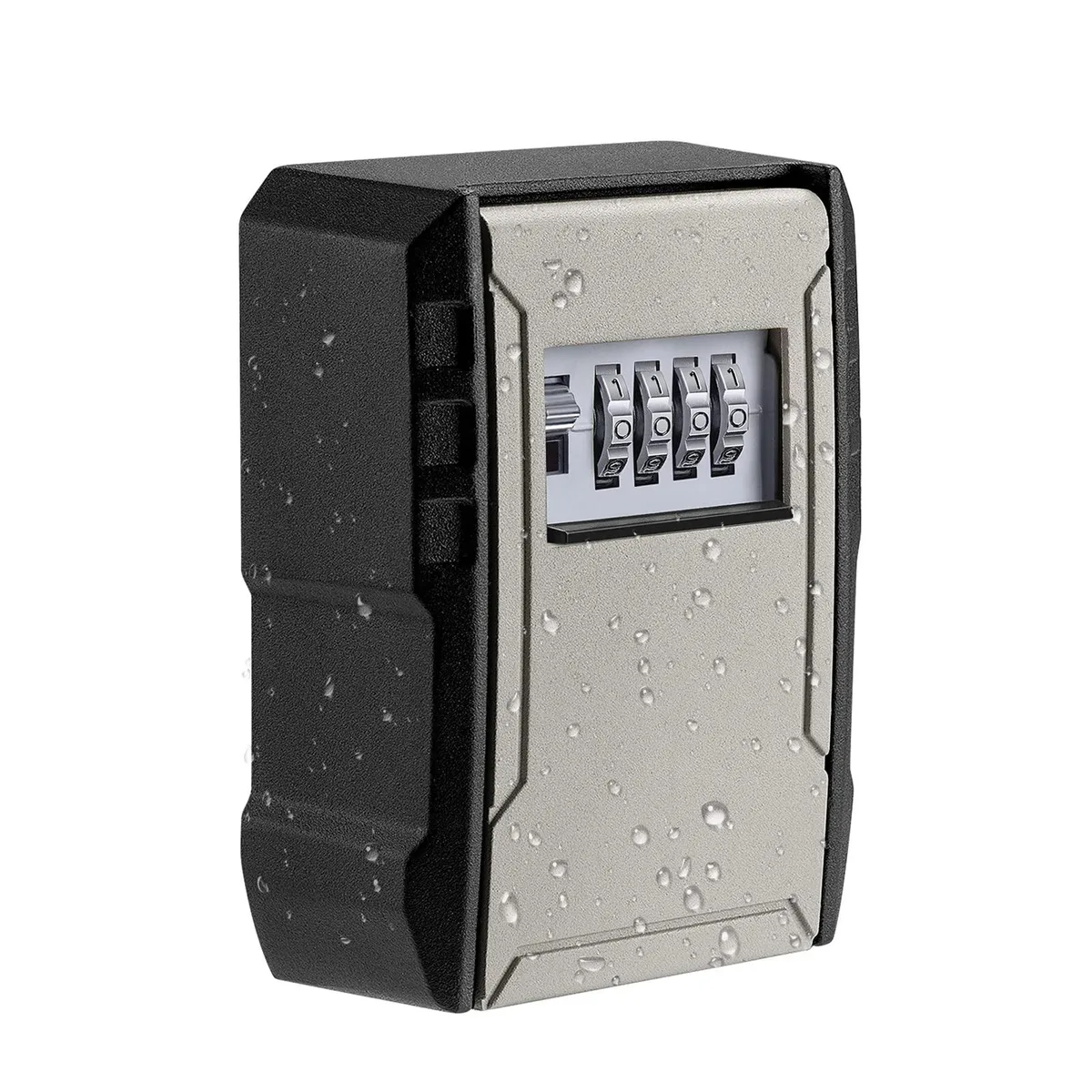 Grey wall-mount key lock box 2.56x3.74x5.12in with 4-digit dials